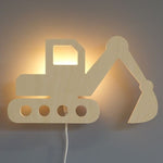 Wooden wall lamp children's room | Excavator - natural