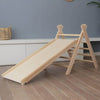 Wooden climbing frame with a slide, foldable climbing triangle - toddie.com