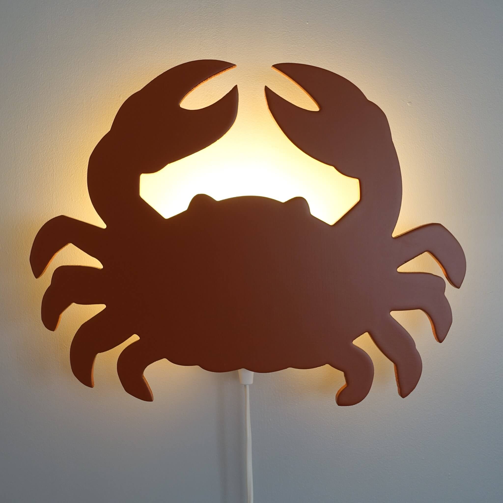 Wooden children’s room wall lamp | Crab, brick red - toddie.com
