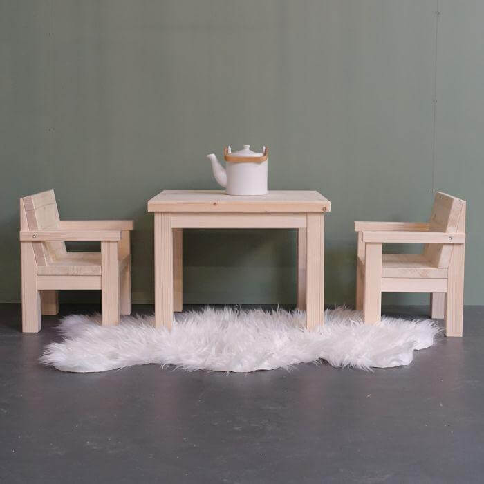 Little wooden children’s furniture set, 1-3 years | Kiddo | table + 2 chairs - toddie.com