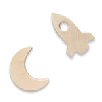 Wooden wall hooks children's room | Rocket and moon - natural