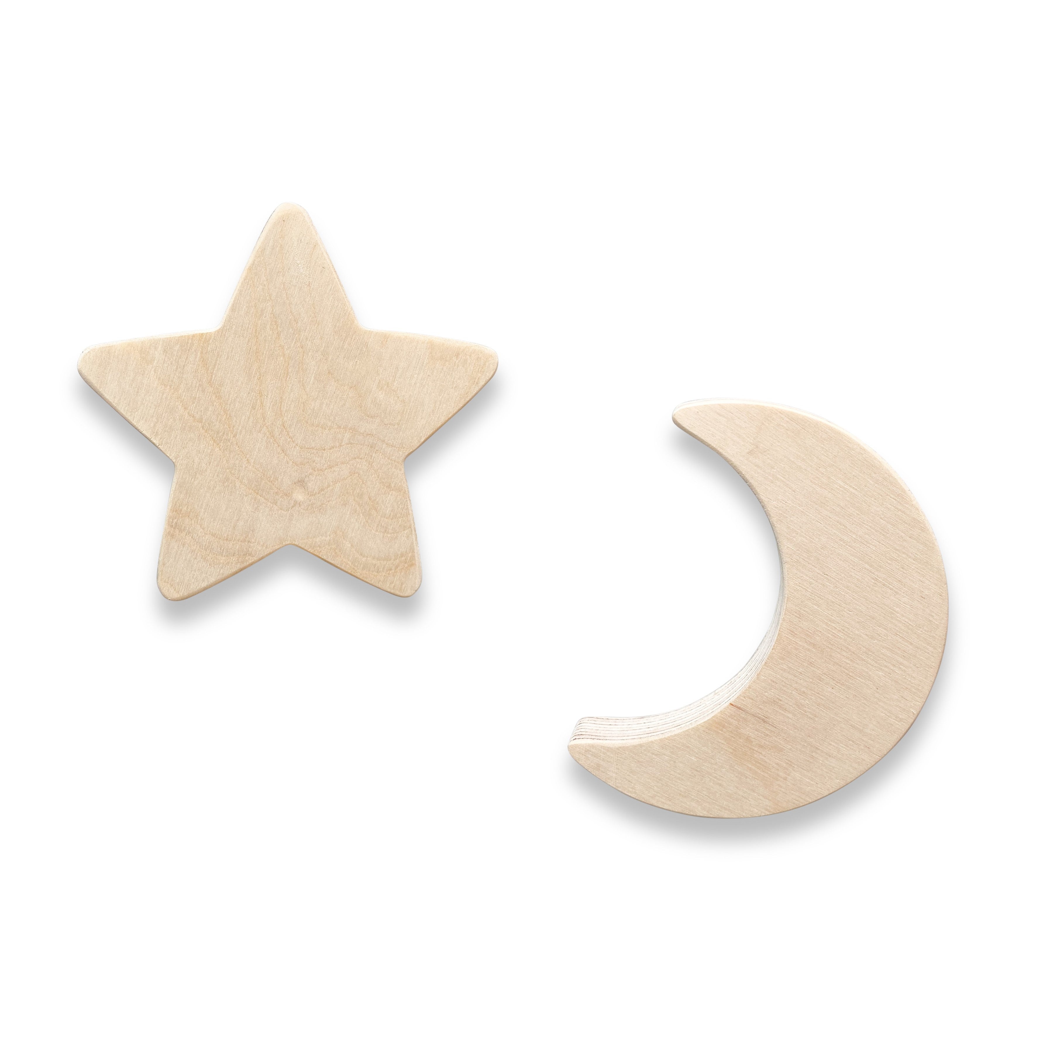 Quarto de criança de gancho de parede de madeira | Estrela e lua