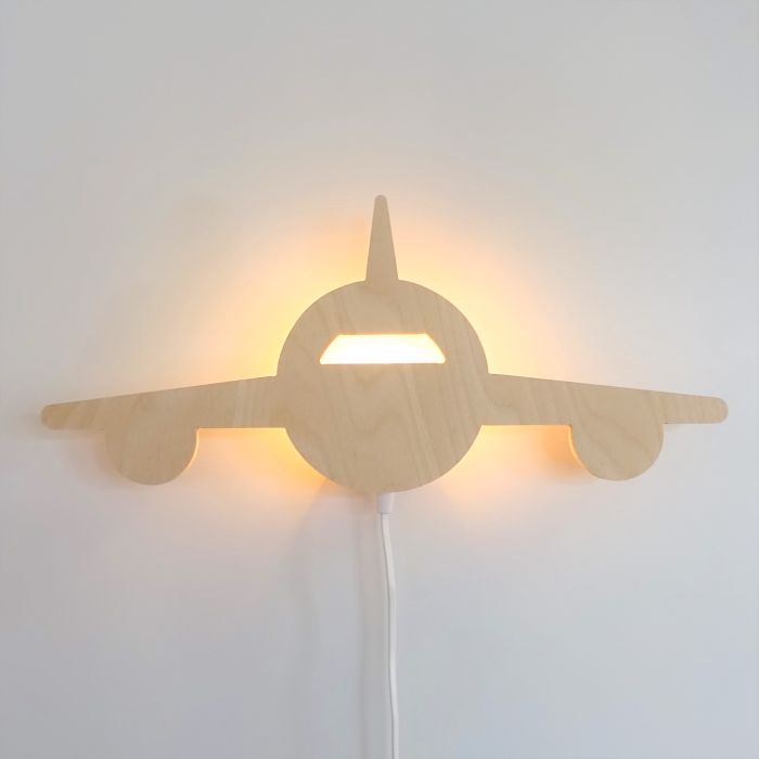 Wooden children’s room wall lamp | Aeroplane - toddie.com