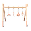 Wooden baby gym, Terra pink, with flower and rainbow hangers - toddie.com