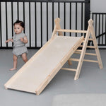 Wooden climbing frame | Pikler triangle foldable with slide - natural