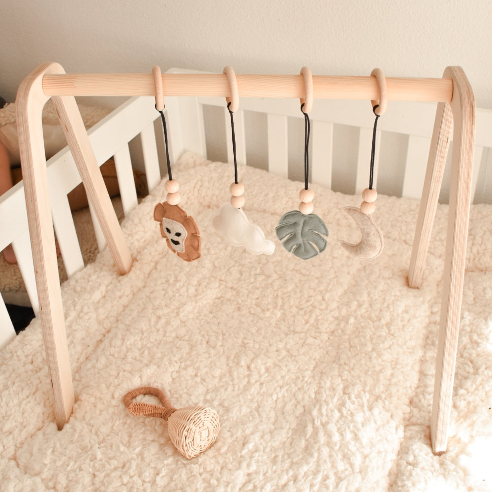 Wooden baby gym, with jungle hangers - toddie.com