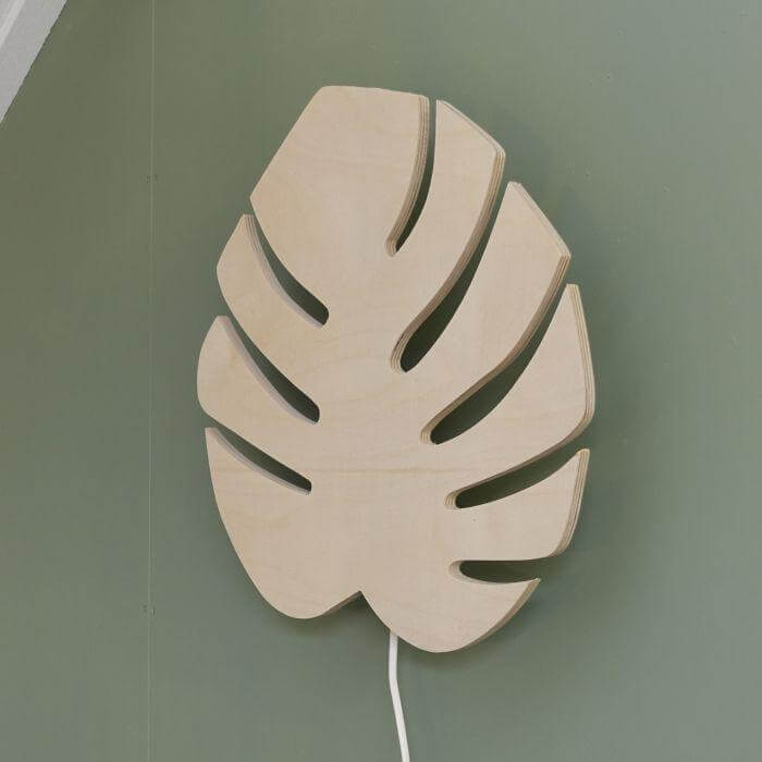 Wooden children’s room wall lamp | Monstera leaf - toddie.com