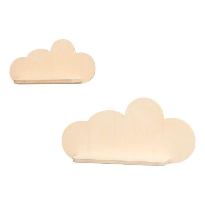 Wooden children’s room cloud wall shelf, Set of 2 pcs | Cloud - toddie.com