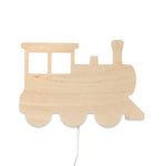 Wooden wall lamp children's room | Train, locomotive - natural