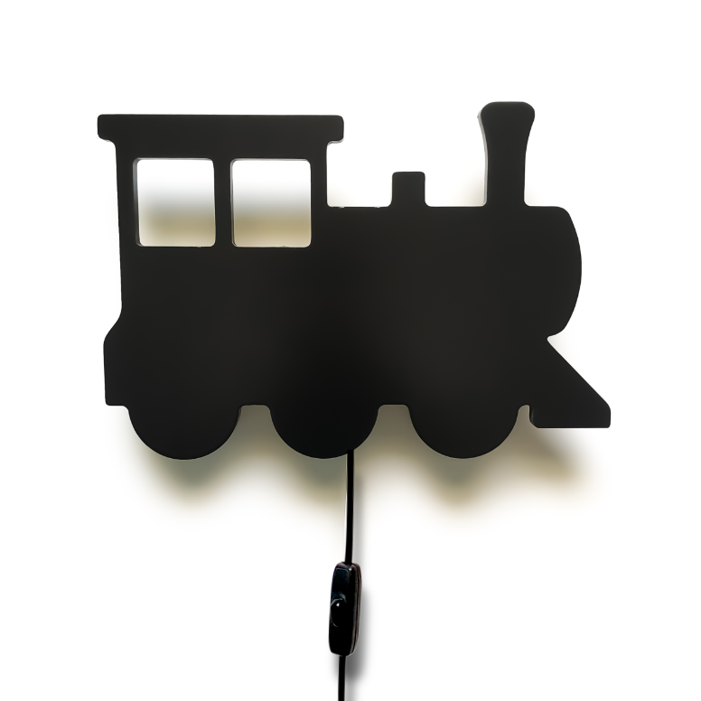Wooden children’s room wall lamp | Train - Locomotive Black - toddie.com