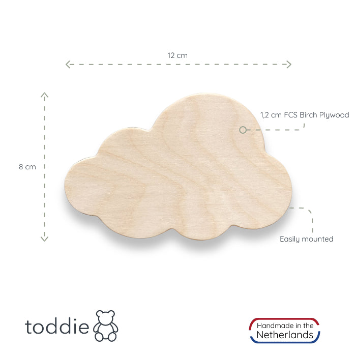 Gancho de pared de madera para habitación infantil | Nube y corazón