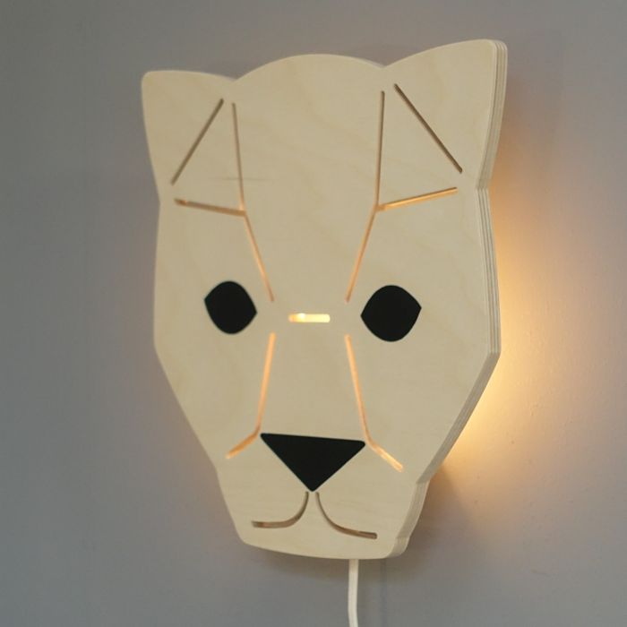 Wooden children’s room wall lamp | Panther - toddie.com