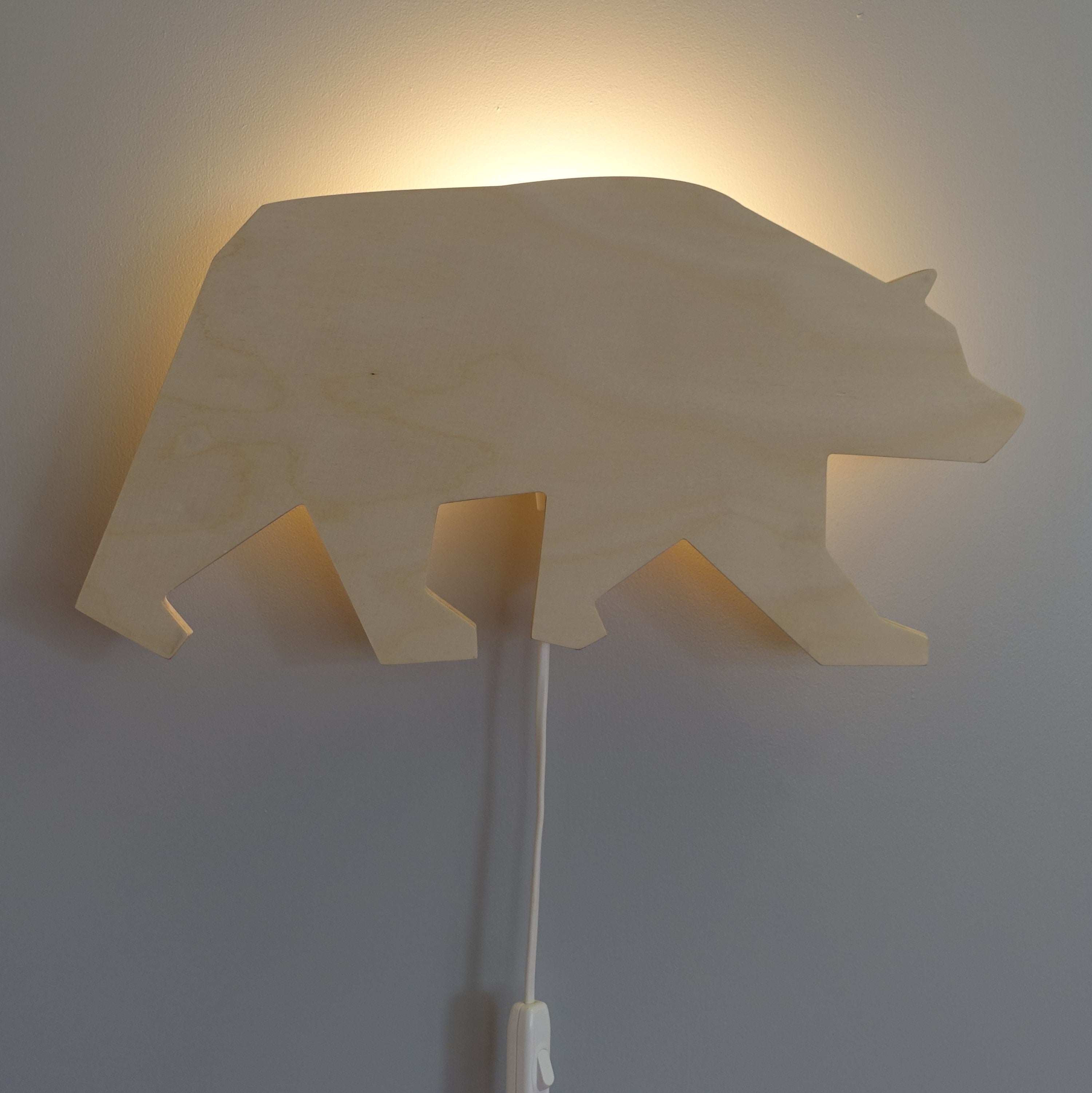 Wooden children’s room wall lamp | Bear, plywood - toddie.com