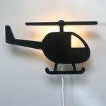 Wooden wall lamp children's room | Helicopter - black