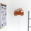 Load image into Gallery viewer, Wooden children’s room wall lamp | Fire engine, brick red - toddie.com