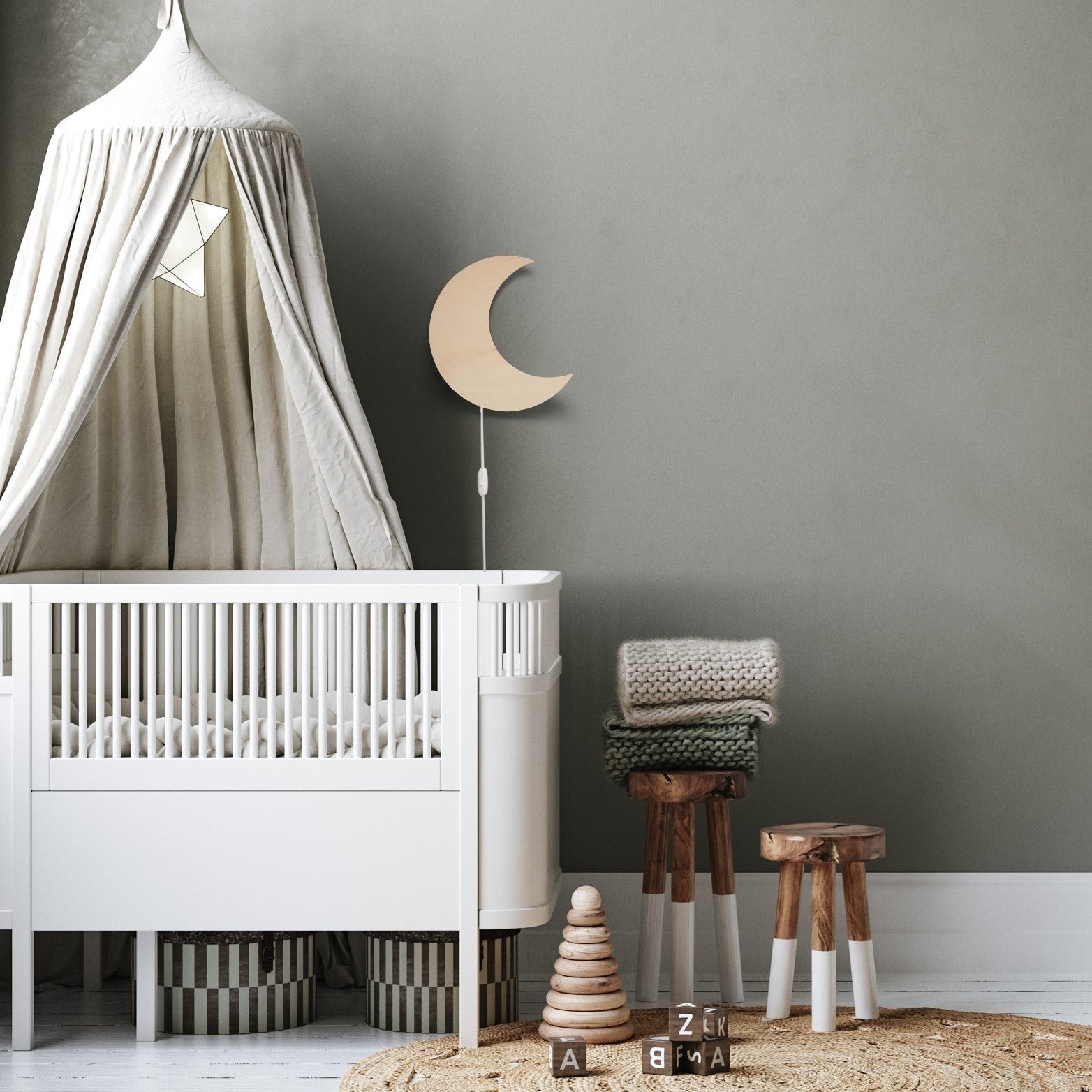 Wooden children’s room wall lamp | Moon - Plywood - toddie.com