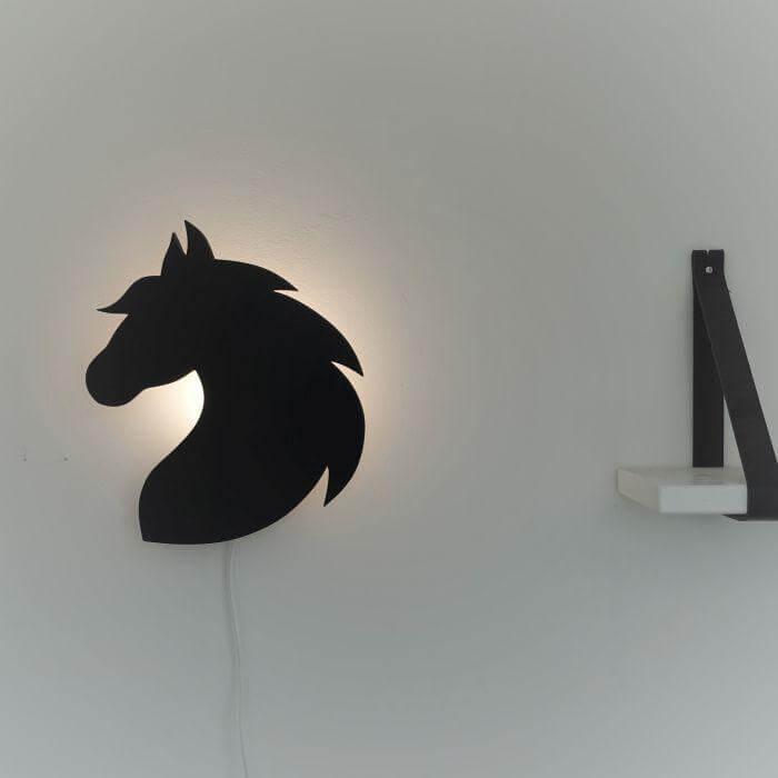 Wooden children’s room wall lamp | Horse - Black - toddie.com