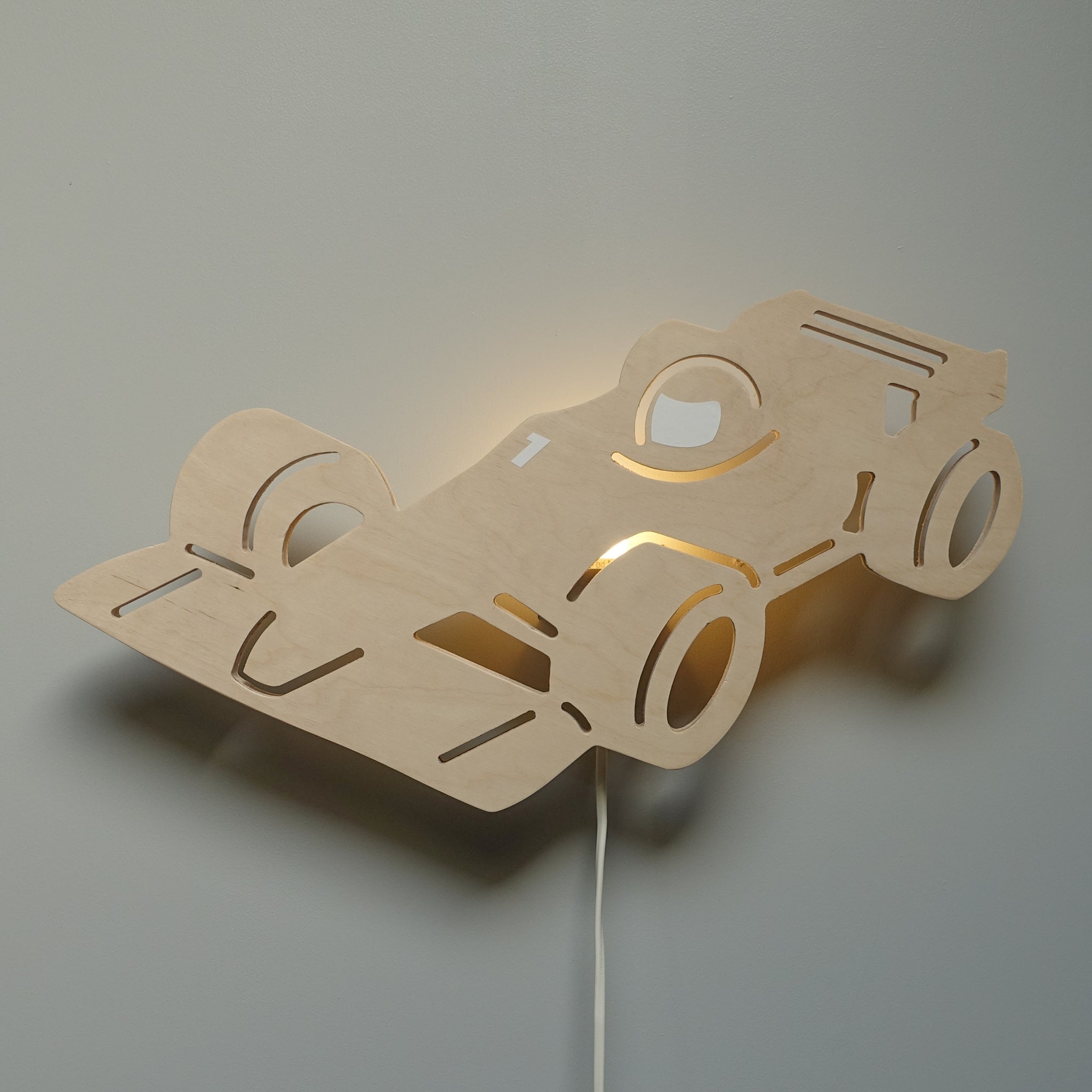 Wooden children’s room wall lamp | Racing car, Formula 1 Plywood - toddie.com