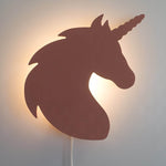 Wooden wall lamp children's room | Unicorn - terra pink