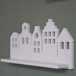 XL wooden wall shelf | Canal houses - white