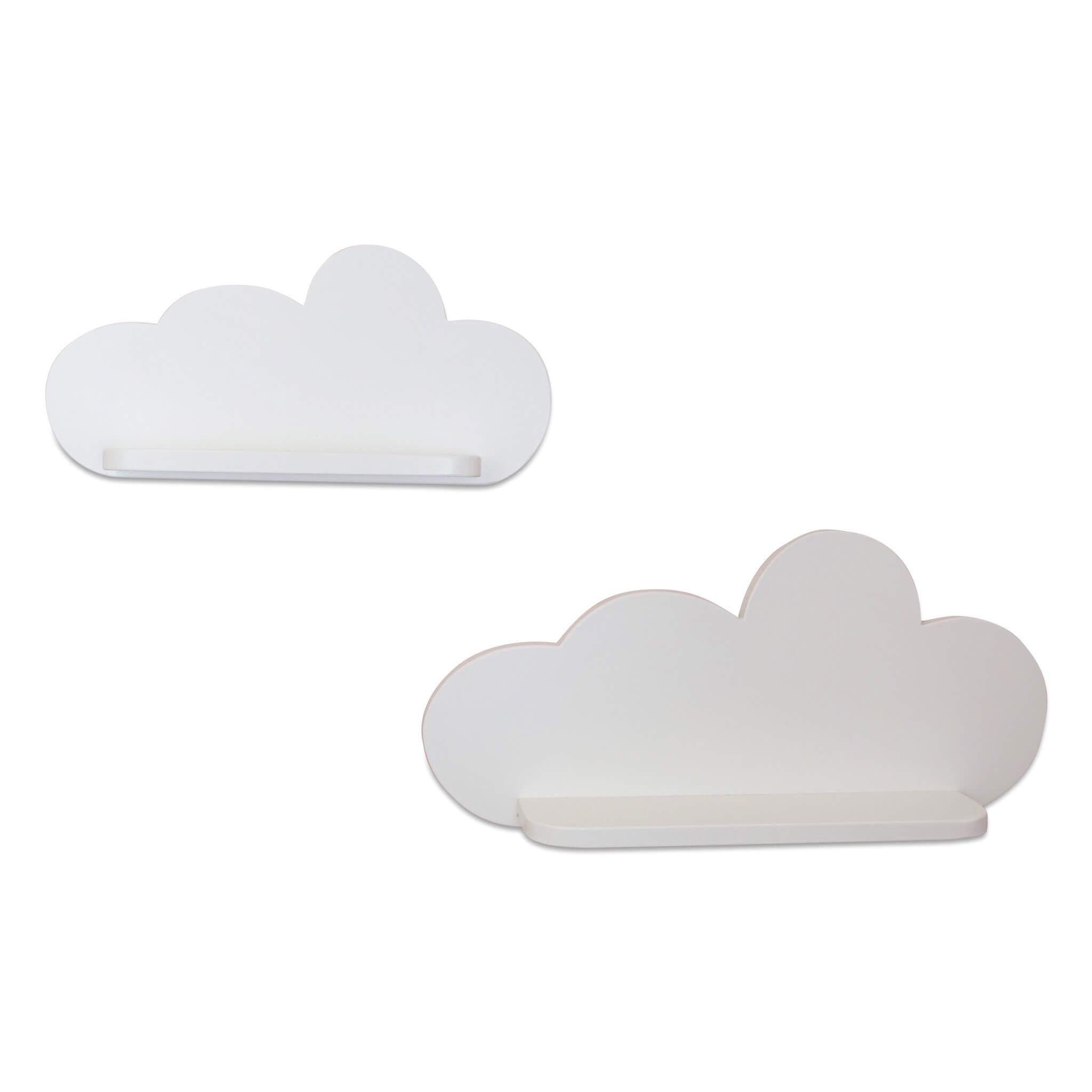 White, wooden children’s room cloud wall shelf, Set of 2 pcs | Cloud - toddie.com