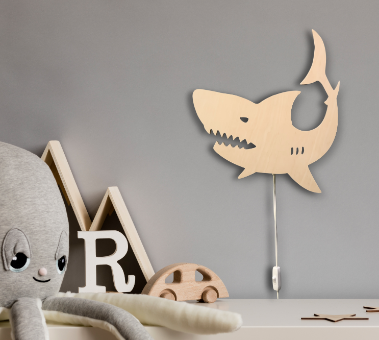 Wooden children’s room wall lamp | Shark - toddie.com